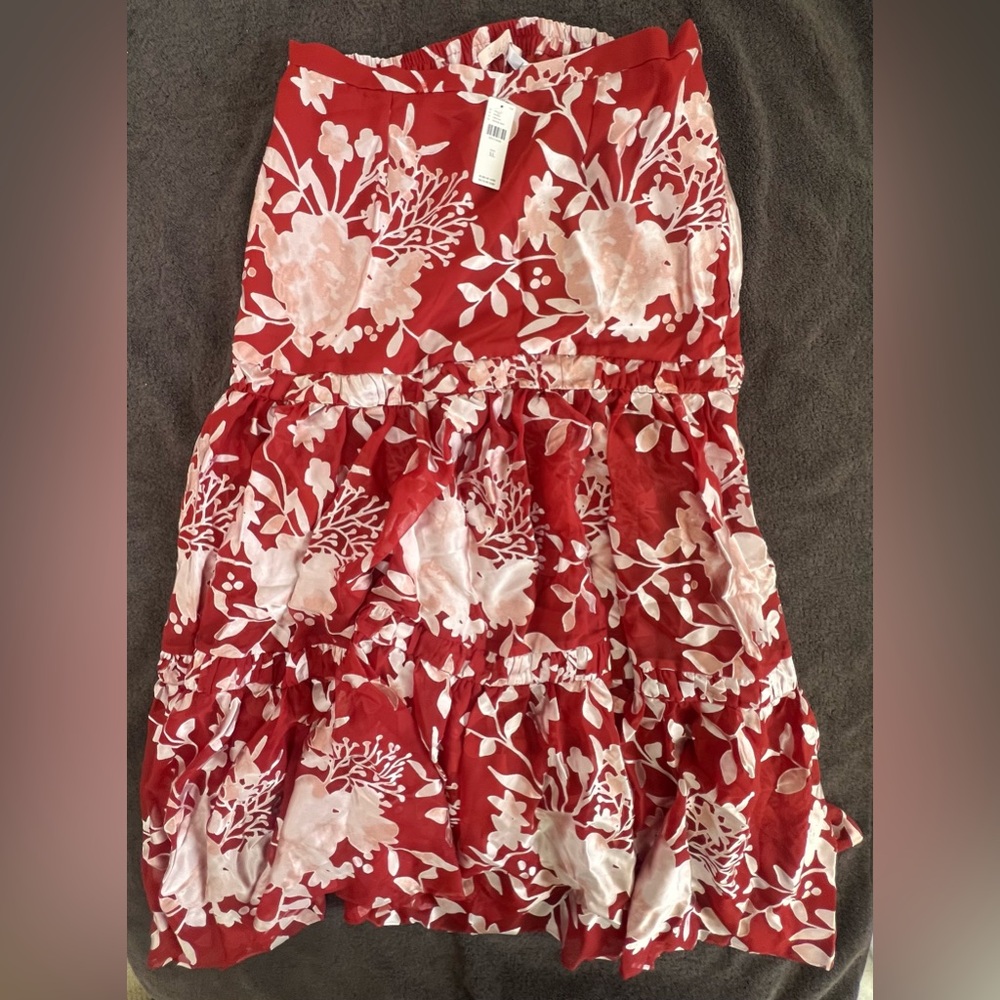 Anthropologie x Hutch Red & Cream Floral Tiered Maxi Skirt. Women’s Size XL. NWT - Picture 2 of 7